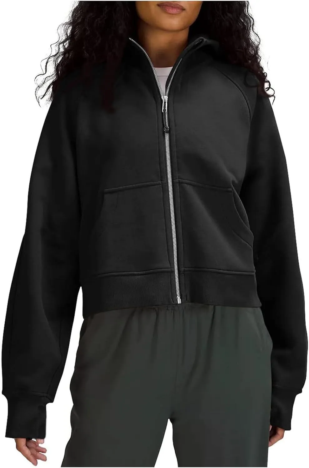 Women Zip Up Hoodies Y2k Cropped Sweatshirt Trendy Fleece Jacket Casual Collared Blouse Lightweight Long Sleeve Tops