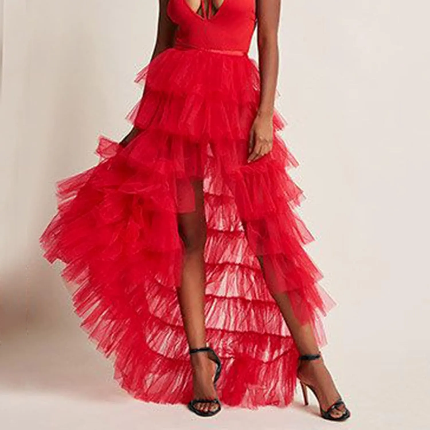 Women's Bodycon Mini Woman's Cake High Waist Skirt Pleated Skirt Bubble Skirt Long High Low Ruffles Party Tulle