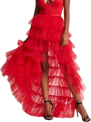 Women's Bodycon Mini Woman's Cake High Waist Skirt Pleated Skirt Bubble Skirt Long High Low Ruffles Party Tulle