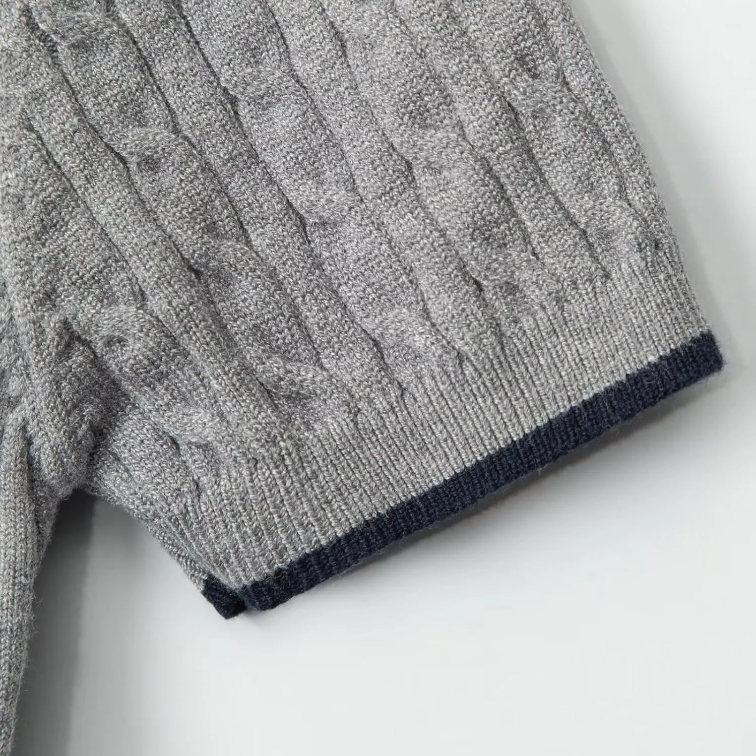 Womens Cable Knit Short Sleeve Cardigan Lightweight Button-Up Sweater