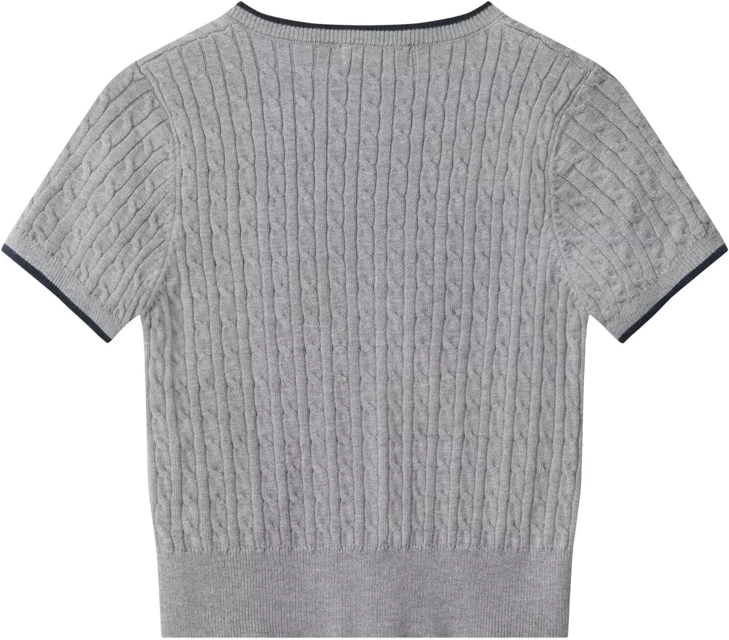 Womens Cable Knit Short Sleeve Cardigan Lightweight Button-Up Sweater