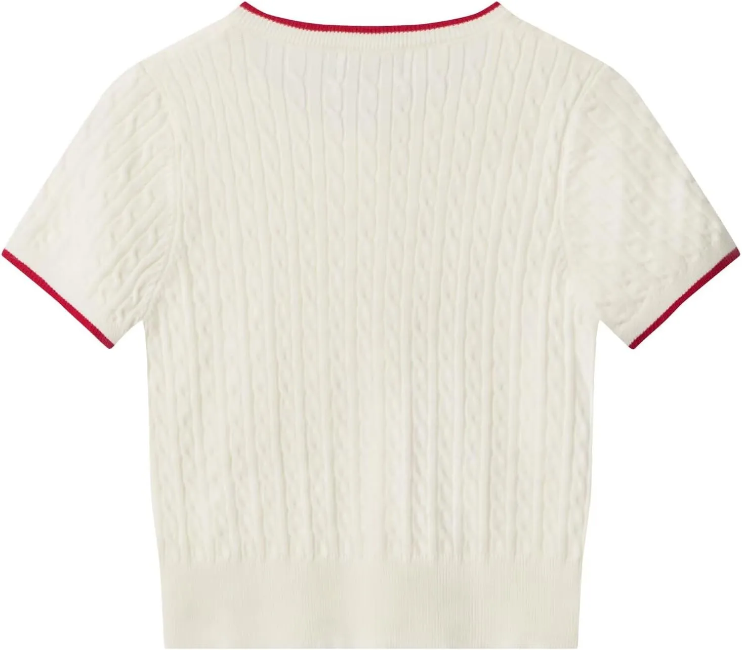 Womens Cable Knit Short Sleeve Cardigan Lightweight Button-Up Sweater