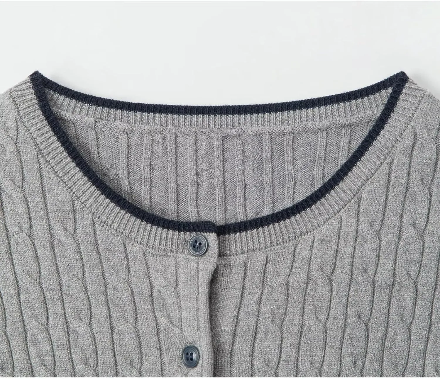 Womens Cable Knit Short Sleeve Cardigan Lightweight Button-Up Sweater