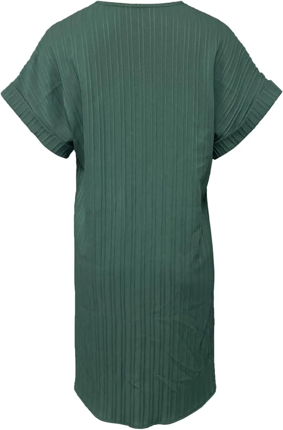 Womens Casual Shirt Dress Cap Sleeve Solid Color Button V Neck Shift Summer Dresses with Pockets