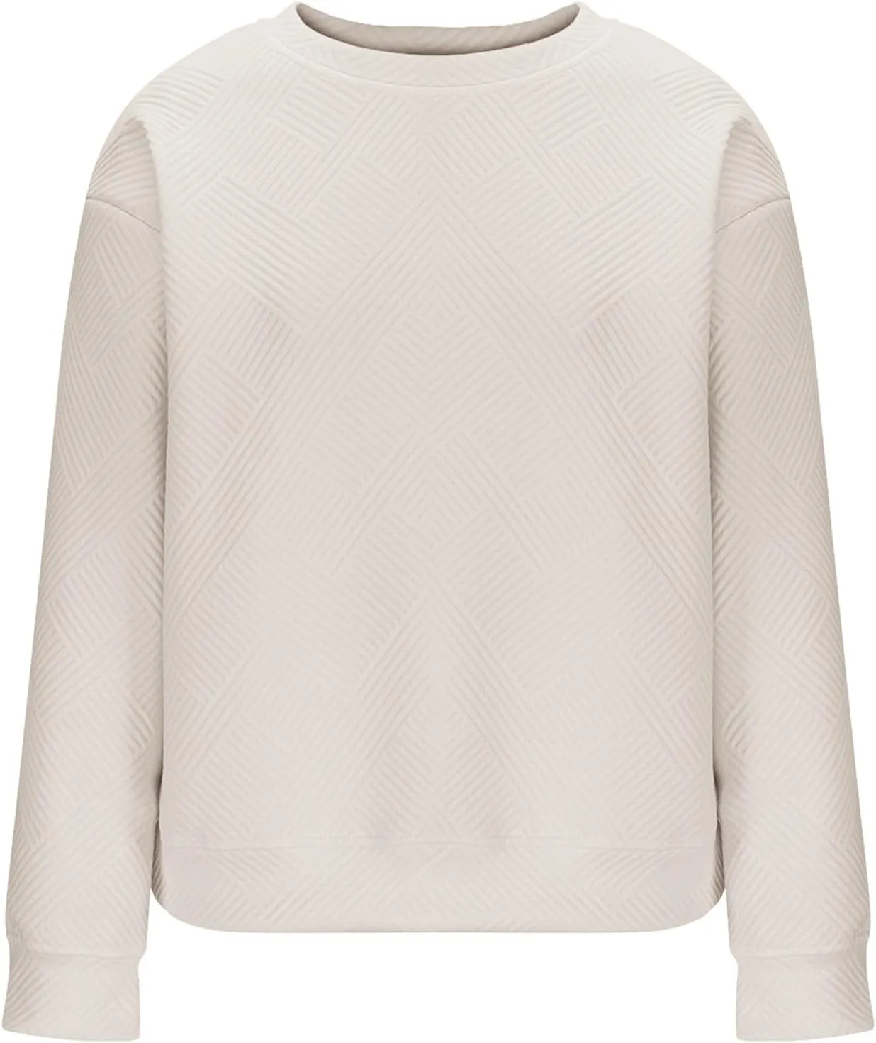 Women's Casual Shirts Textured Crewneck Long Sleeve Oversized Pullover Sweatshirts Fall Loose Fit Workout Tunic Tops