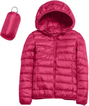 Women's Down Jacket Hooded Windproof Puffer Coat Packable Warm Winter Jacket Lightweight Ladies Parka Chunky With Hood Trendy