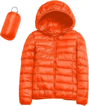 Women's Down Jacket Hooded Windproof Puffer Coat Packable Warm Winter Jacket Lightweight Ladies Parka Chunky With Hood Trendy