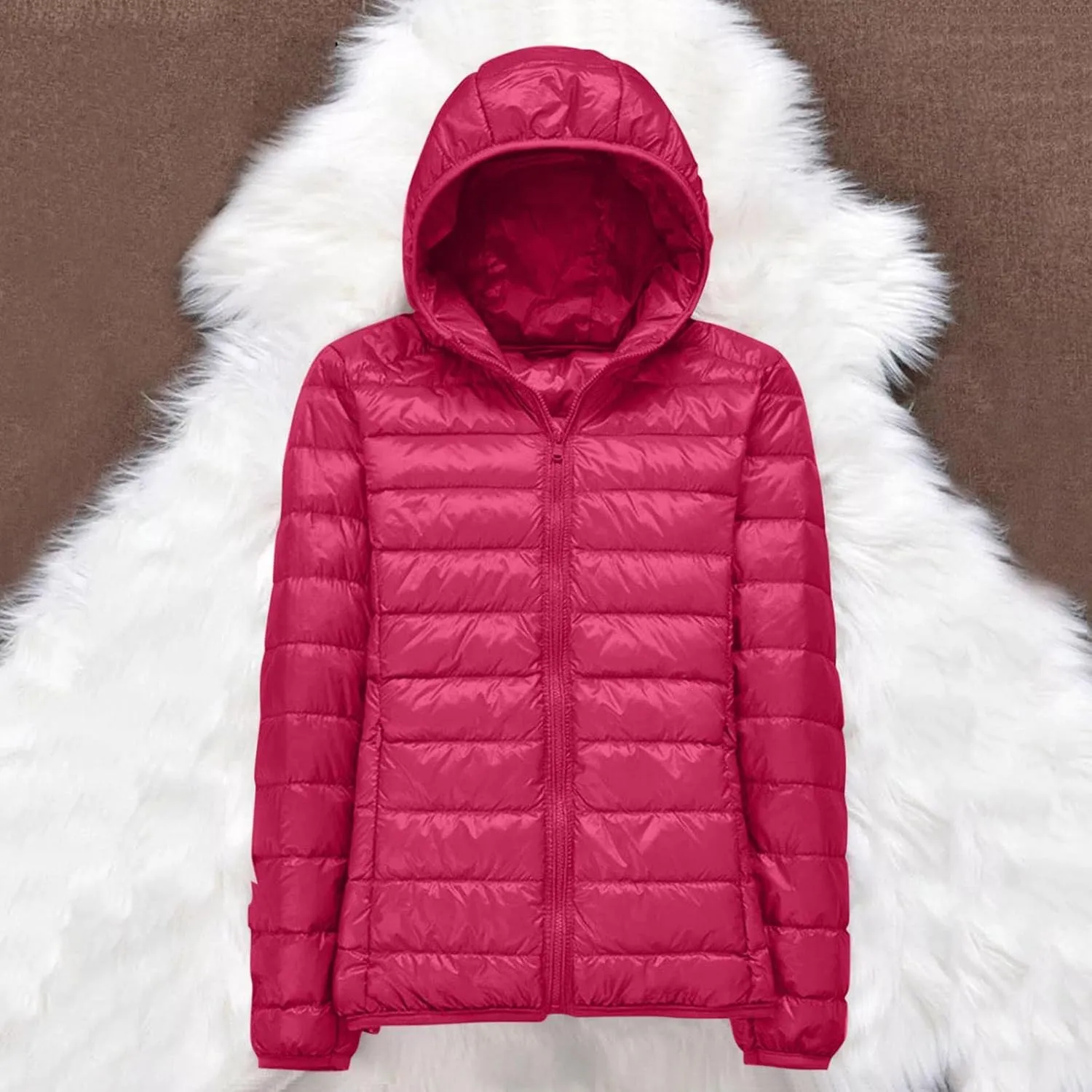 Women's Down Jacket Hooded Windproof Puffer Coat Packable Warm Winter Jacket Lightweight Ladies Parka Chunky With Hood Trendy