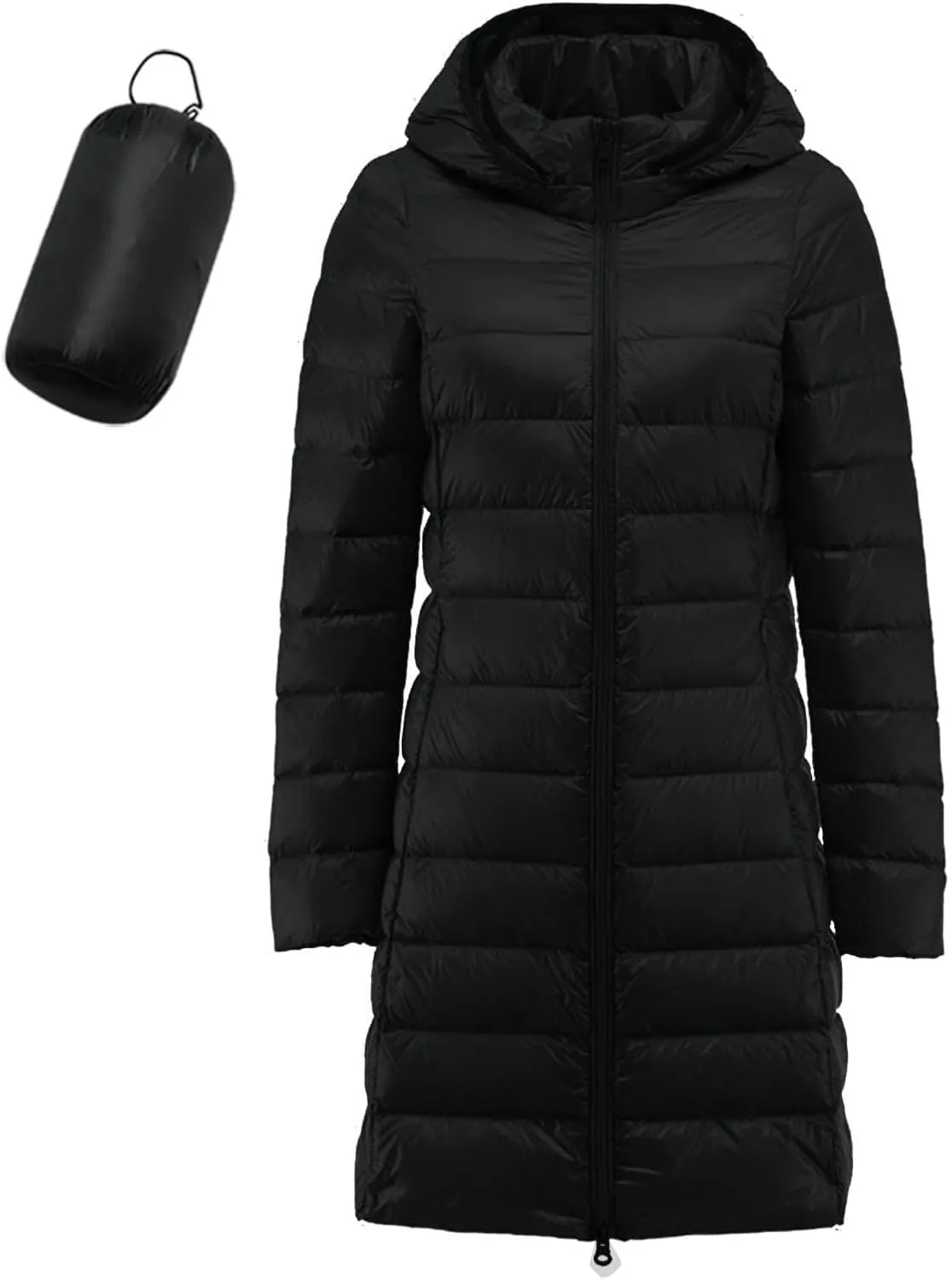 Women's Down Jacket Hooded Windproof Puffer Coat Packable Warm Winter Jacket Lightweight Ladies Parka Trendy Stand-up Collar