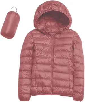 Women's Down Jacket Hooded Windproof Puffer Coat Packable Warm Winter Jacket Lightweight Ladies Parka Winter Chunky Casual