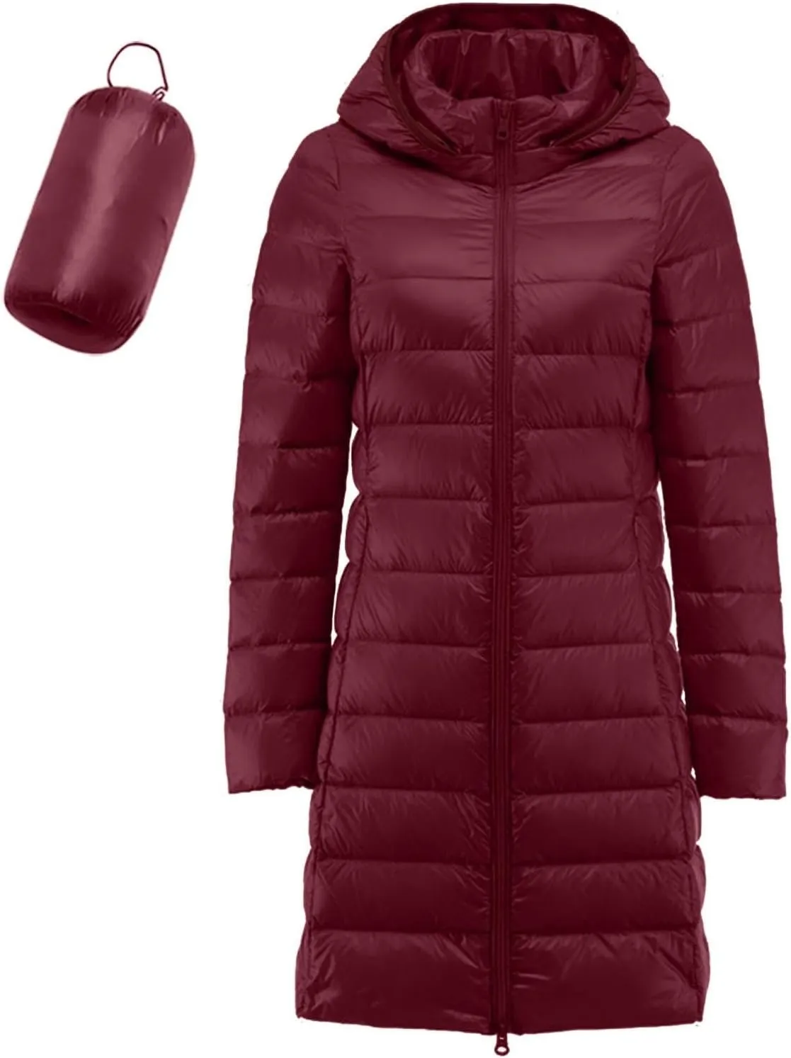 Women's Down Jacket Hooded Windproof Puffer Coat Packable Warm Winter Jacket Lightweight Ladies Parka Zipper Winter Autumn