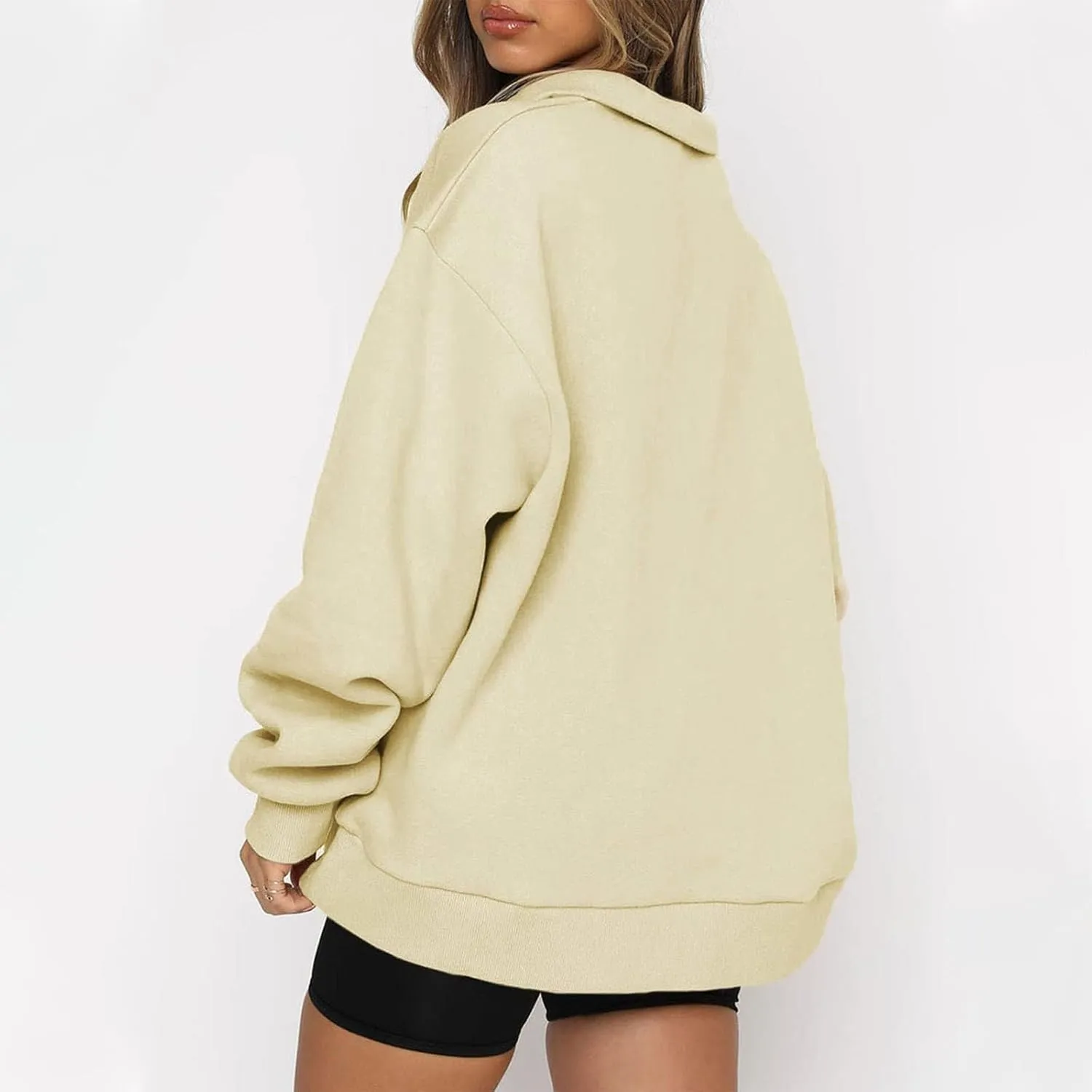 Women's Fall Fashion Long Sleeve Solid Color Zipper Sweatshirt Stretch Sweatshirt Top