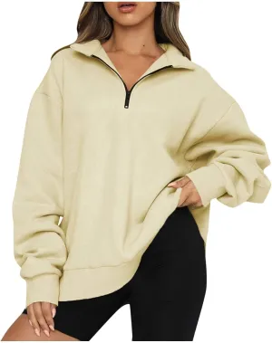 Women's Fall Fashion Long Sleeve Solid Color Zipper Sweatshirt Stretch Sweatshirt Top