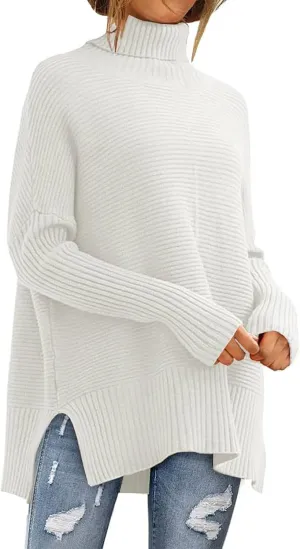 Women's Fall Oversized Turtleneck Sweater Casual Long Sleeve Chunky Knit Pullover Winter Tops Blouse Knit Top