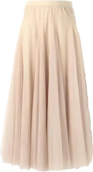 Women's Fashion Summer Elegant Mesh Skirt Spring Boho Korean High Waist Pleated Midi Skirts