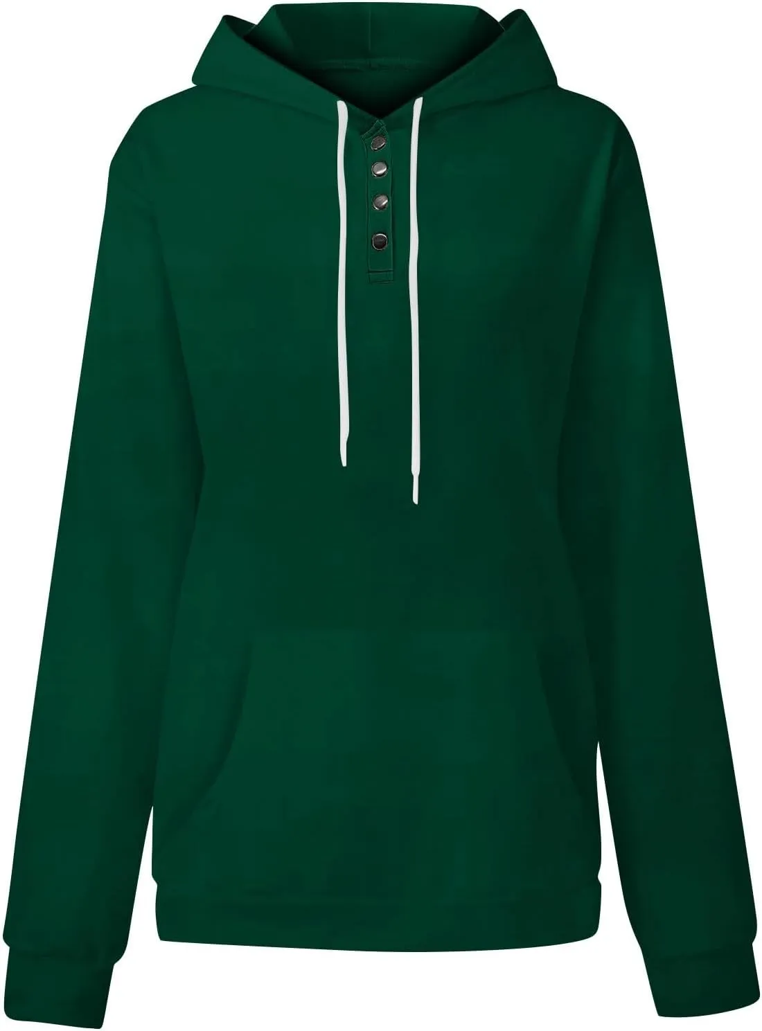 Womens Fleece Button Oversized Sweatshirt Drawstring Lightweight Baggy Hoodie Drop Shoulder Hooded Pullover w/Pockets