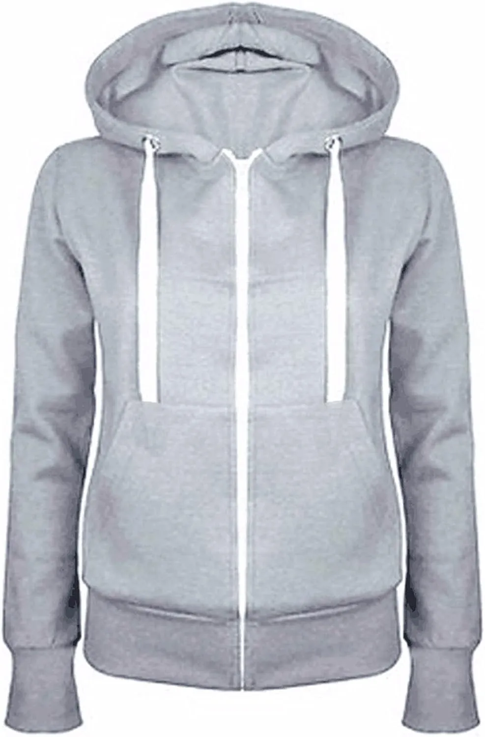 Women's Full Zipper Hoodie Lightweight Long Sleeve Hooded Sweatshirts Pockets Casual Solid Color-Block Jacket Coat