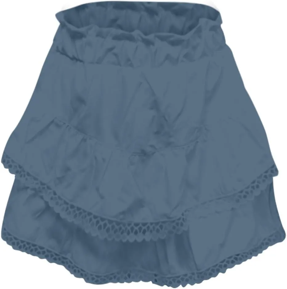 Women's High Waist Mini Skirt Solid Color Ruffle Layered Pleated Flowy Skirts Beach Vacation Skort