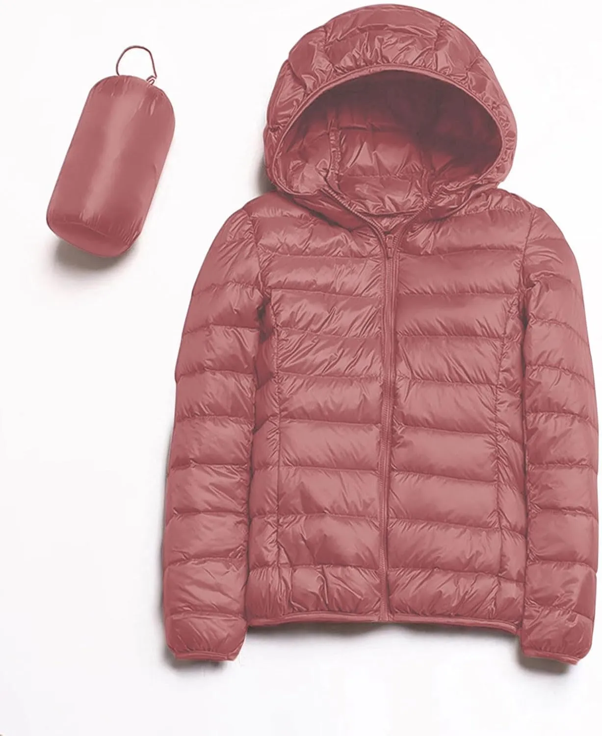 Women's Lightweight Hooded Down Jacket Packable Puffer Coats,Puffer Jacket Hooded Windproof Winter Coat