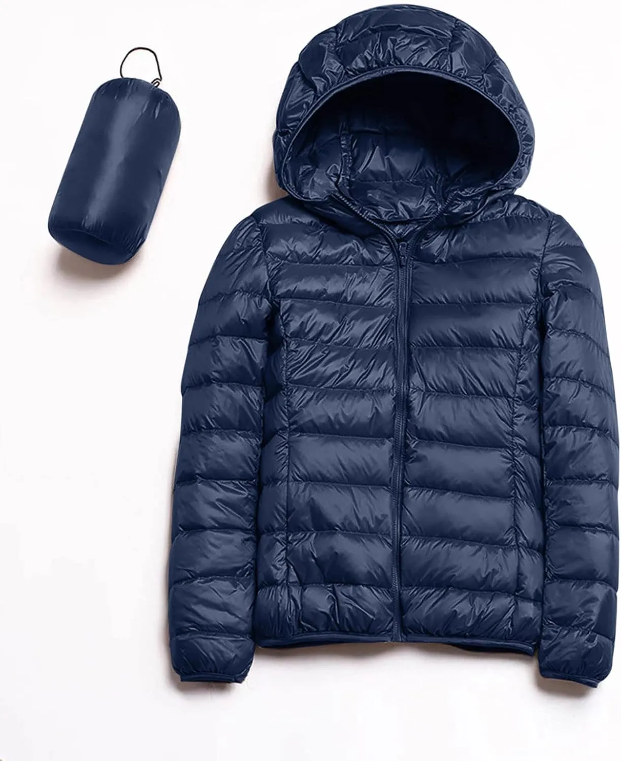 Women's Lightweight Hooded Down Jacket Packable Puffer Coats,Puffer Jacket Hooded Windproof Winter Coat