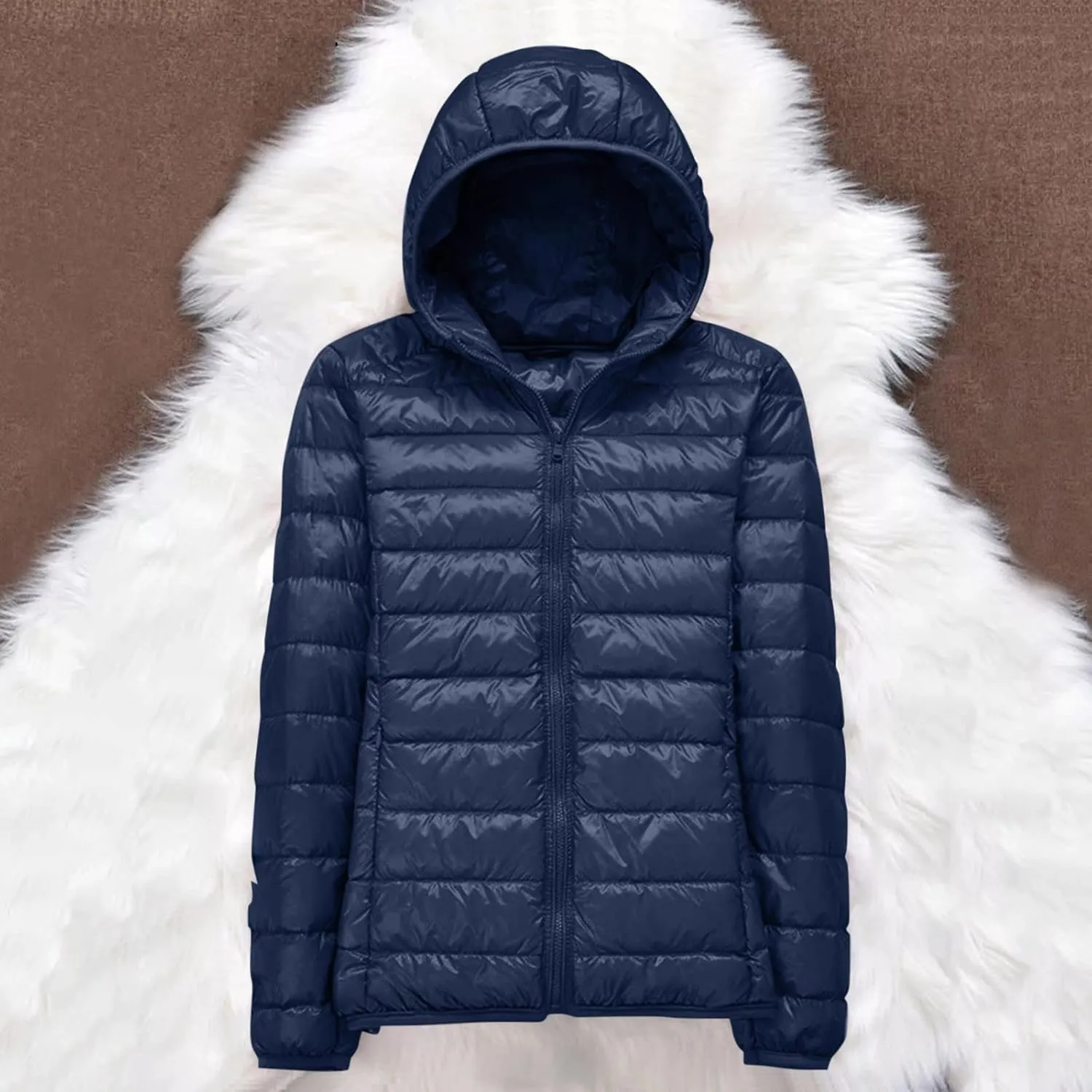 Women's Lightweight Hooded Down Jacket Packable Puffer Coats,Puffer Jacket Hooded Windproof Winter Coat