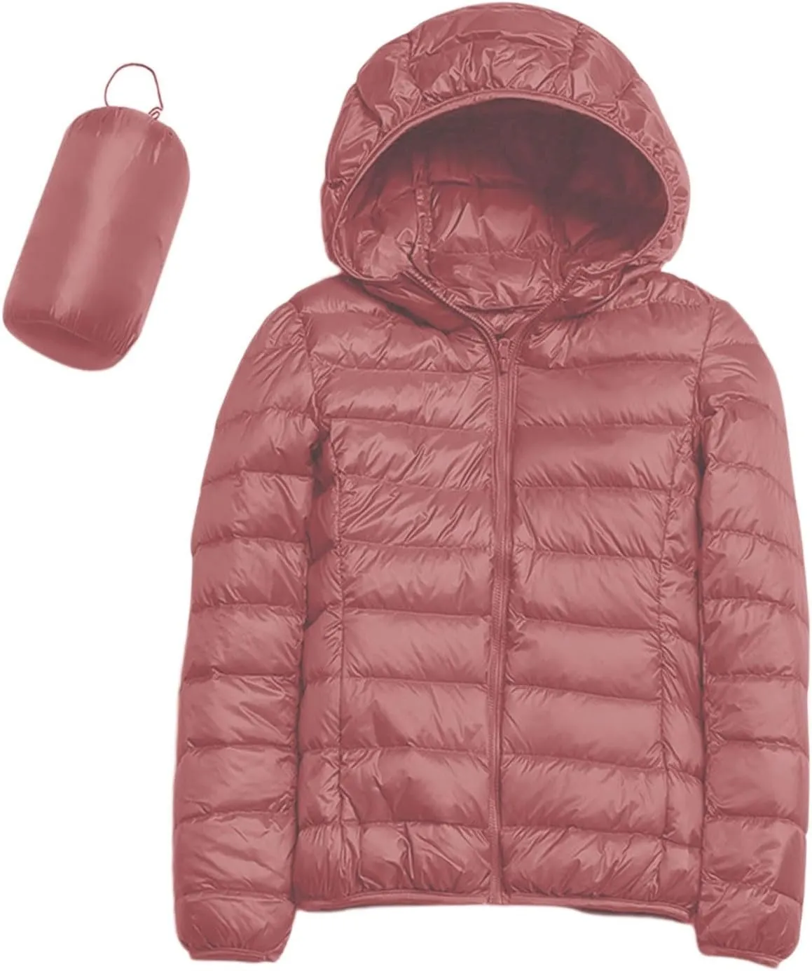 Women's Lightweight Hooded Down Jacket Packable Puffer Coats,Puffer Jacket Hooded Windproof Winter Coat