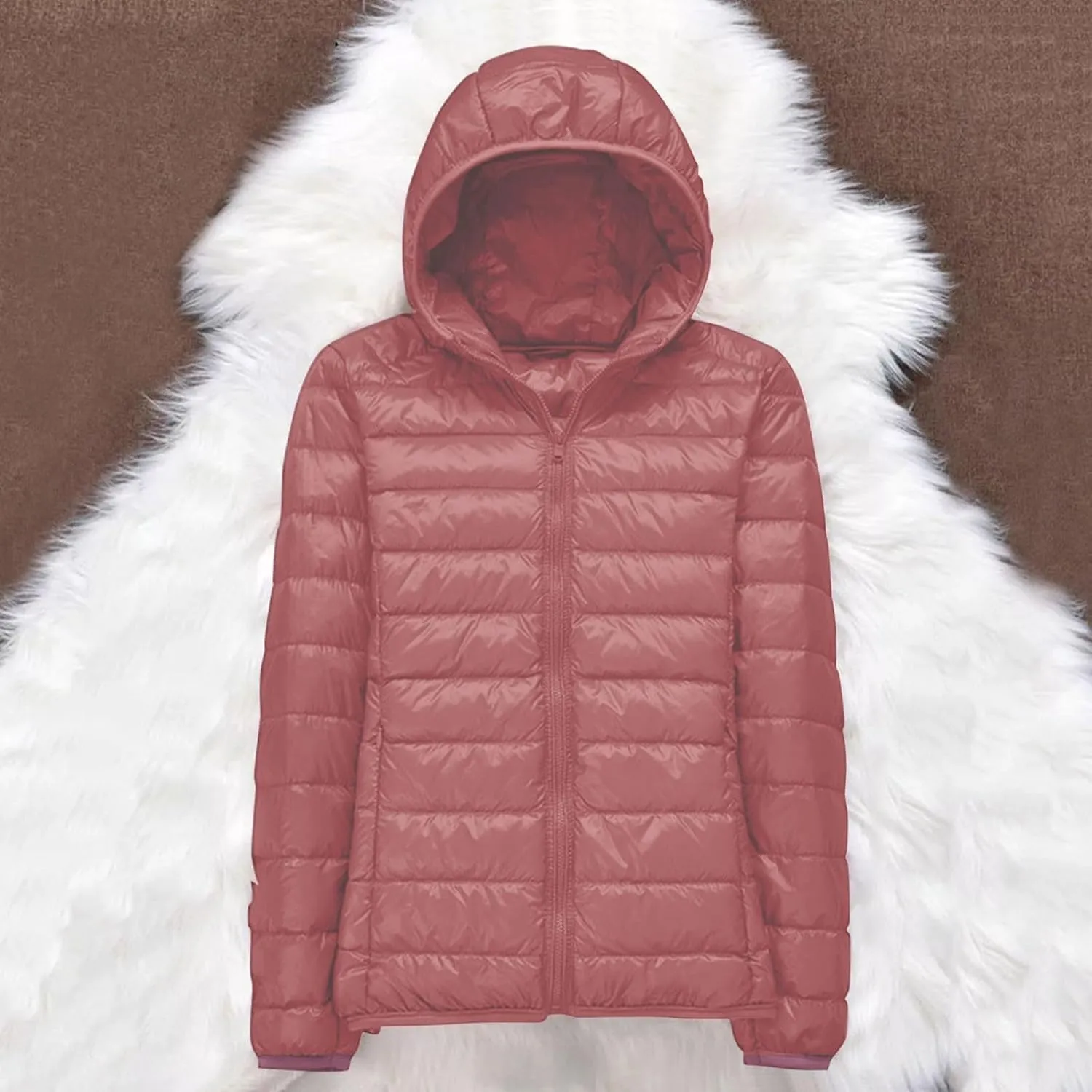 Women's Lightweight Hooded Down Jacket Packable Puffer Coats,Puffer Jacket Hooded Windproof Winter Coat