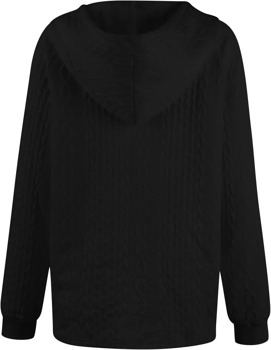 Women's Long Sleeve Hooded Trendy Drawstring Sweatshirt 2024 Button Loose V-Neck Top Comfy Slim Clothes