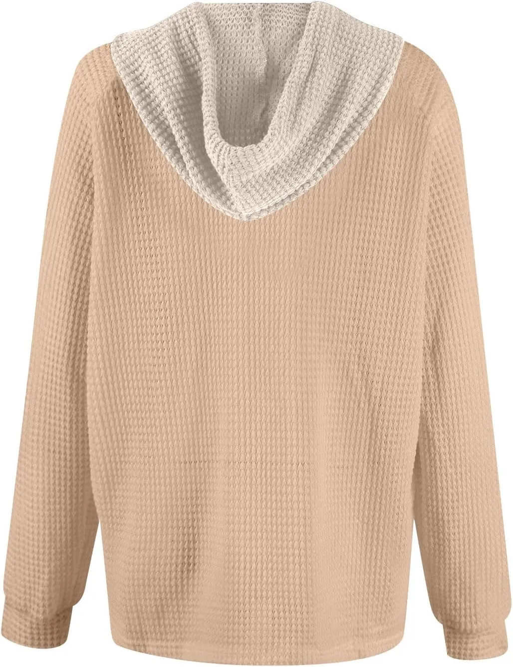Women's Long Sleeve Hooded Trendy Drawstring Sweatshirt 2024 Button Loose V-Neck Top Comfy Slim Clothes