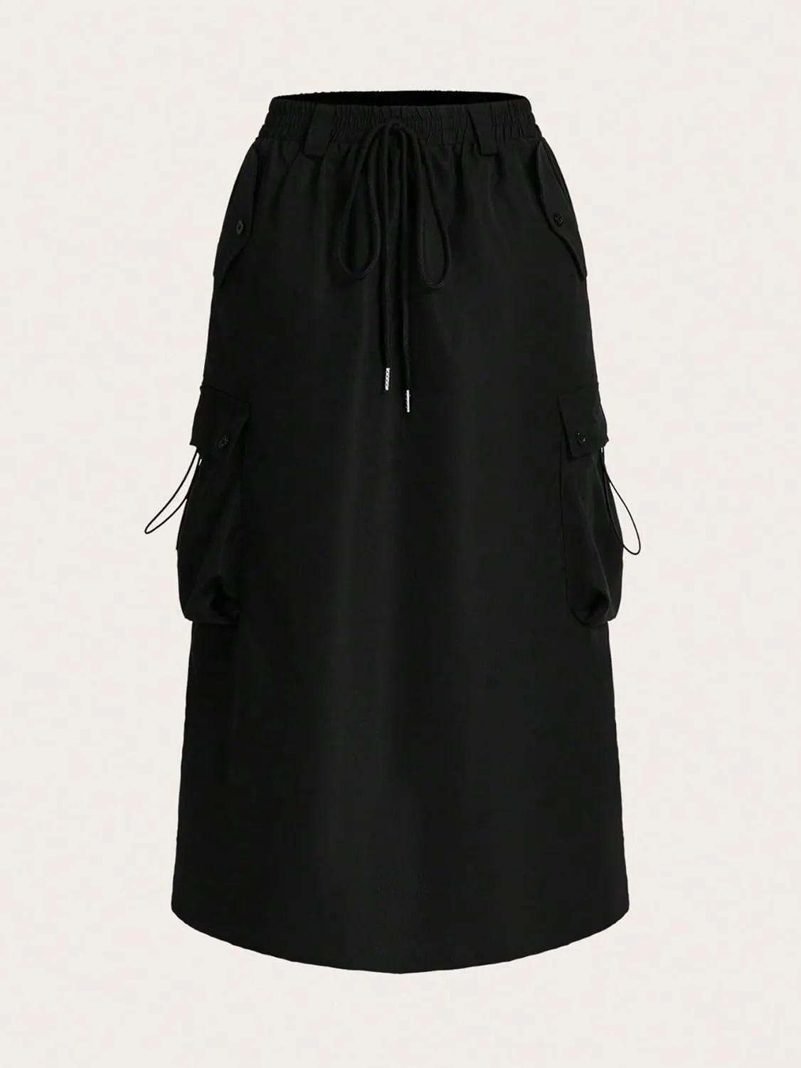 Women's Maxi Skirt Summer Midi High Waist Drawstring Waist Tooling Skirt