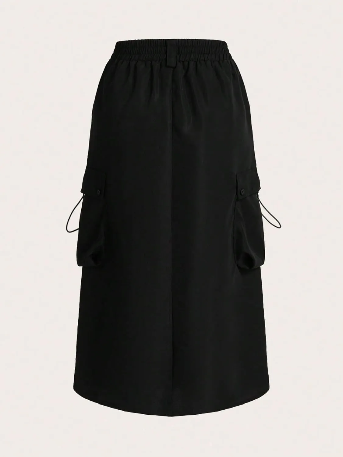 Women's Maxi Skirt Summer Midi High Waist Drawstring Waist Tooling Skirt
