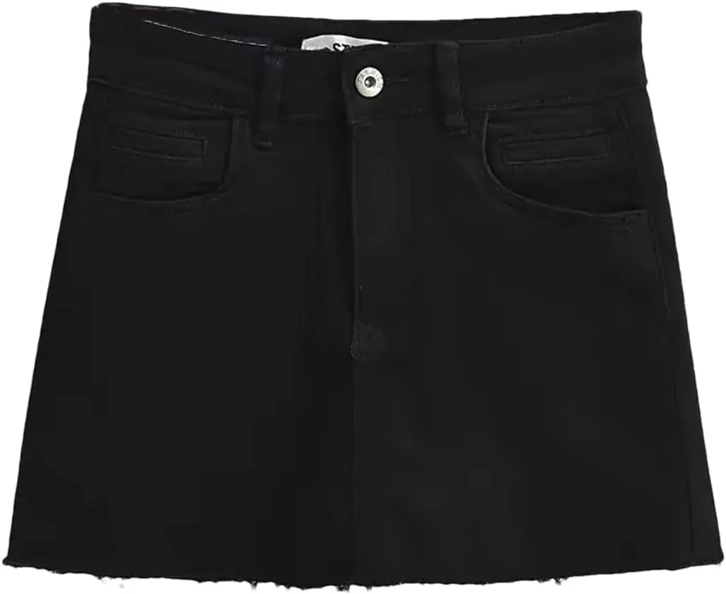 Womens Mini Denim Skirt with Pockets Y2k Streetwear Sexy High Waist Vintage Frayed Hem Jean Shorts Skirts
