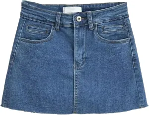 Womens Mini Denim Skirt with Pockets Y2k Streetwear Sexy High Waist Vintage Frayed Hem Jean Shorts Skirts