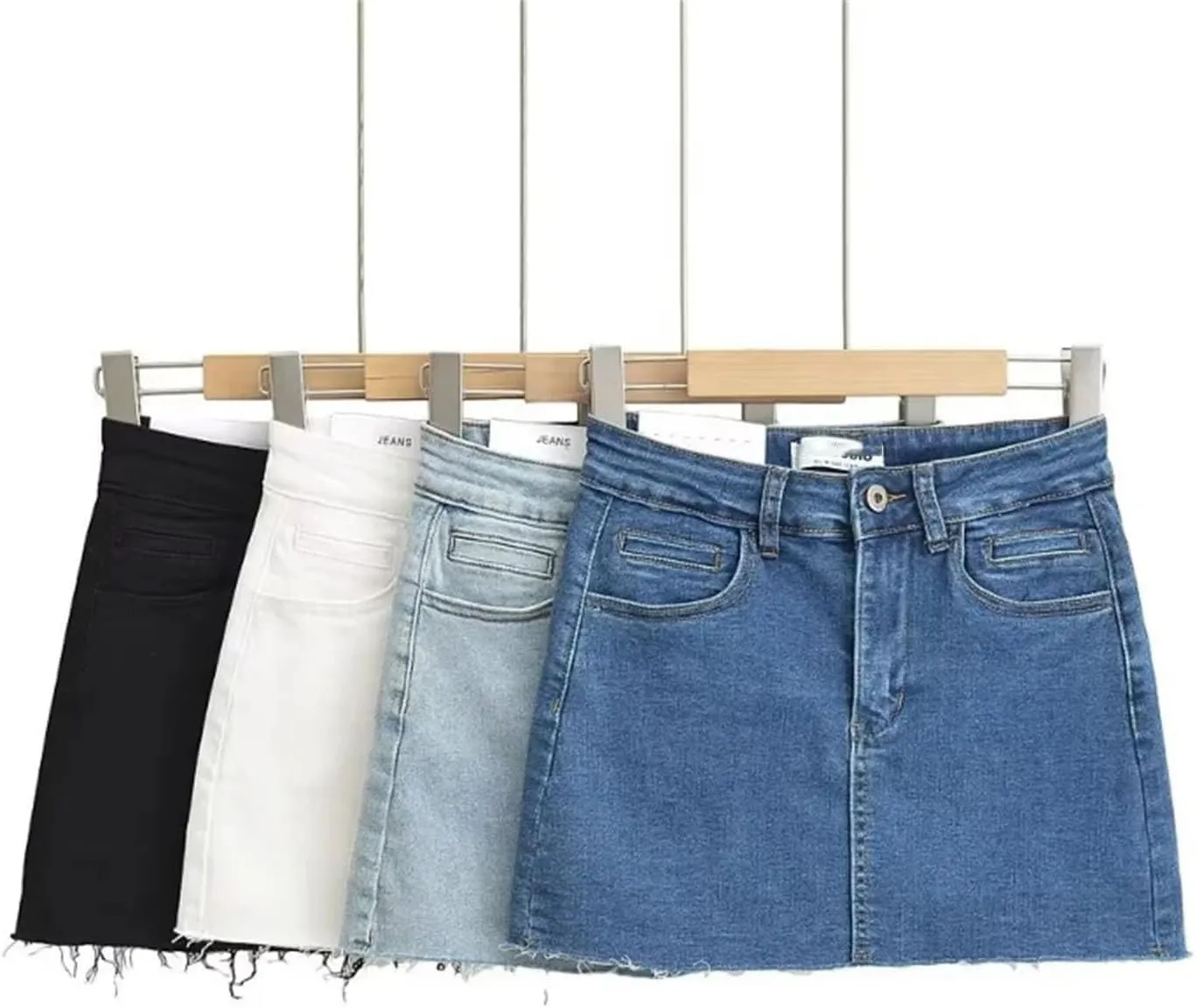 Womens Mini Denim Skirt with Pockets Y2k Streetwear Sexy High Waist Vintage Frayed Hem Jean Shorts Skirts