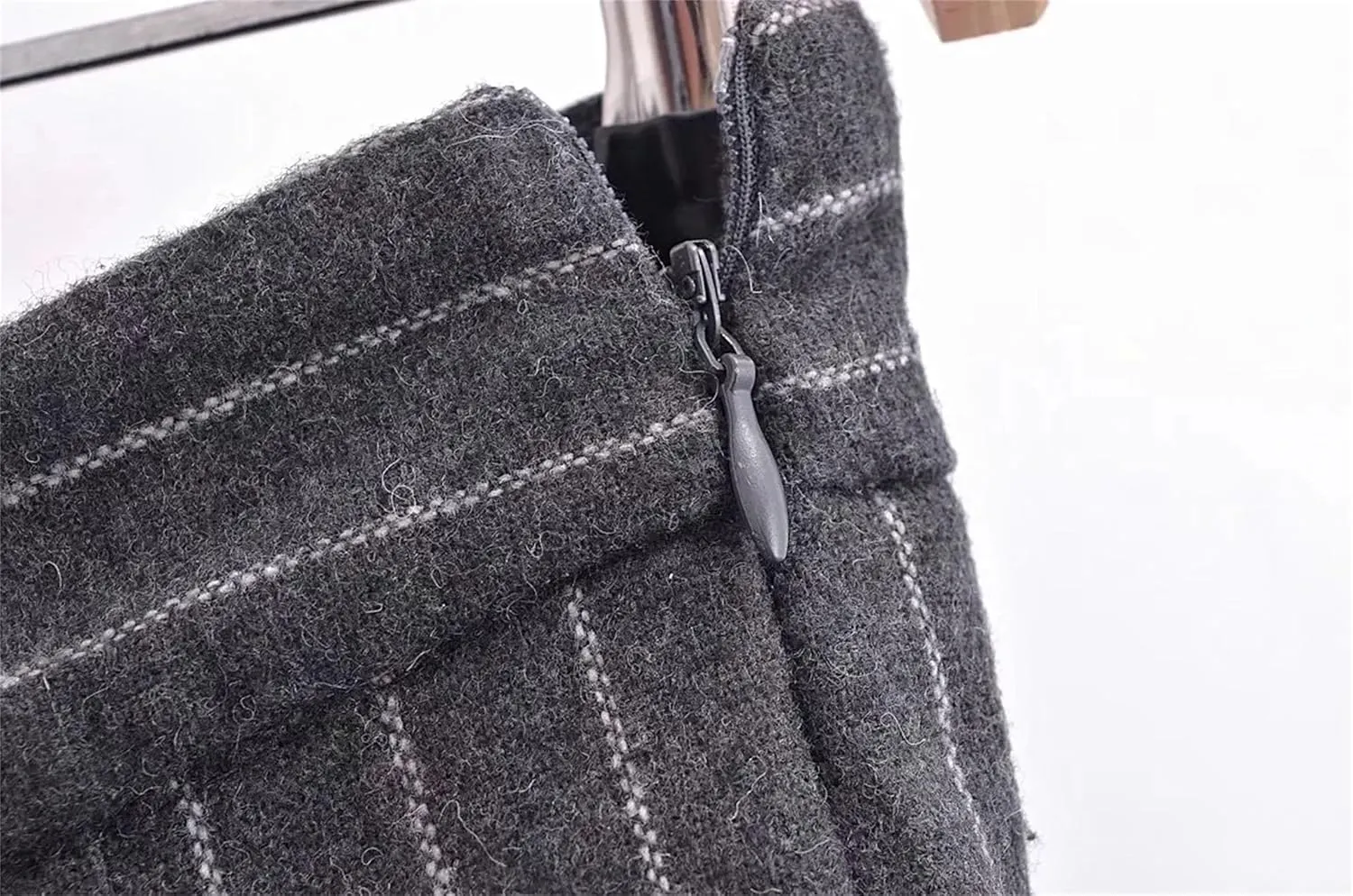 Women's Mini Skirts Vintage Office Pinstripe Blended Pleated High Waist Short Skirts
