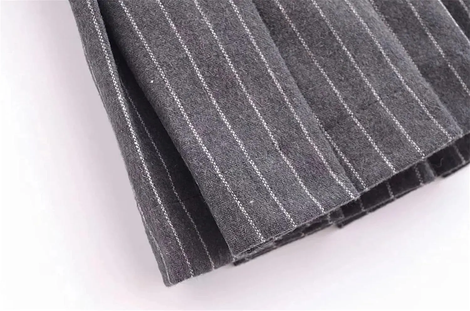 Women's Mini Skirts Vintage Office Pinstripe Blended Pleated High Waist Short Skirts