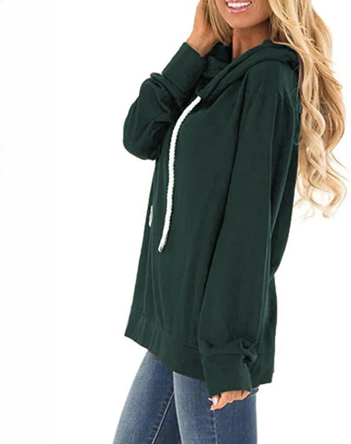 Womens Oversize Fleece Hoodies Casual Long Sleeve Sweatshirt Drawstring Tops Fashion Winter Fall y2k Outfits 2024