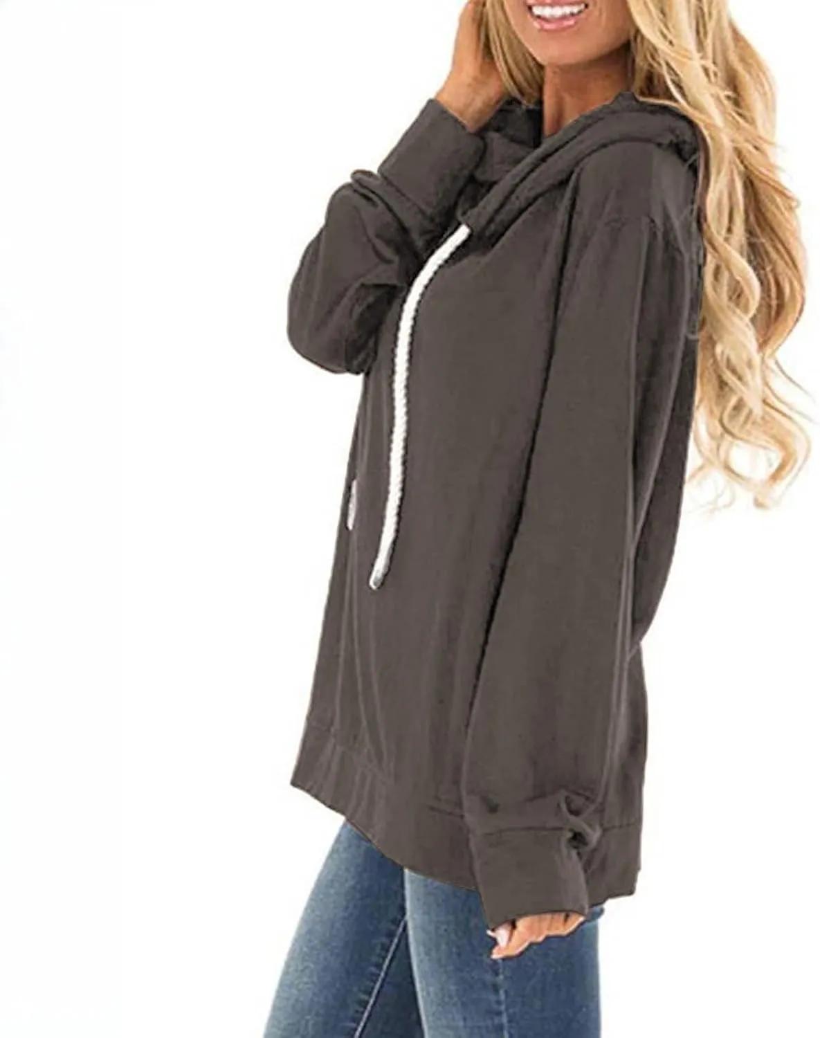 Womens Oversize Fleece Hoodies Casual Long Sleeve Sweatshirt Drawstring Tops Fashion Winter Fall y2k Outfits 2024