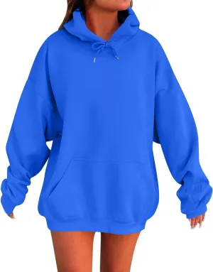 Womens Oversized Hoodie Sweatshirts Plus Size Drop Shoulder Y2K Hoodies Lightweight Drawstring Pullover with Pockets