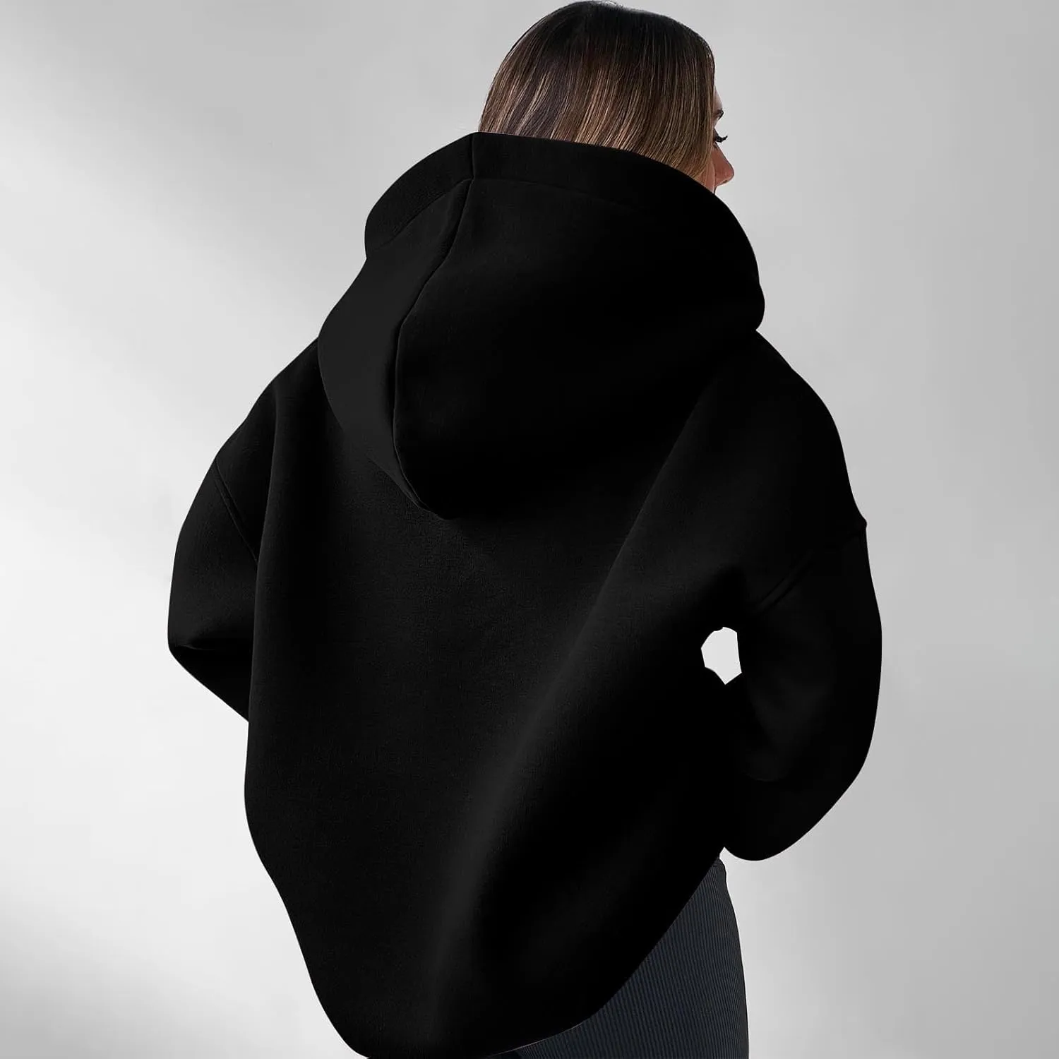Womens Oversized Hoodies Fleece Long Sleeve Sweatshirts Lapel V Neck Casual Sweaters Pullover Fall Fashion Outfits 2024