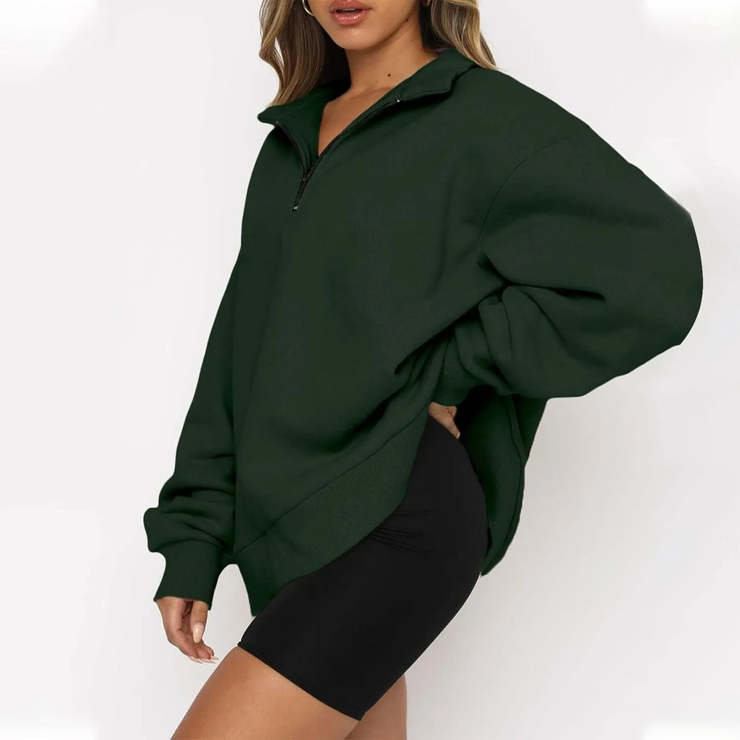Womens Oversized Sweatshirts Hoodies Half Zip Long Sleeve Trendy Pullover Fall Fashion Outfits 2024 Y2k Clothes