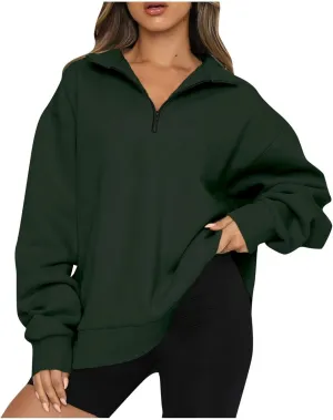 Womens Oversized Sweatshirts Hoodies Half Zip Long Sleeve Trendy Pullover Fall Fashion Outfits 2024 Y2k Clothes