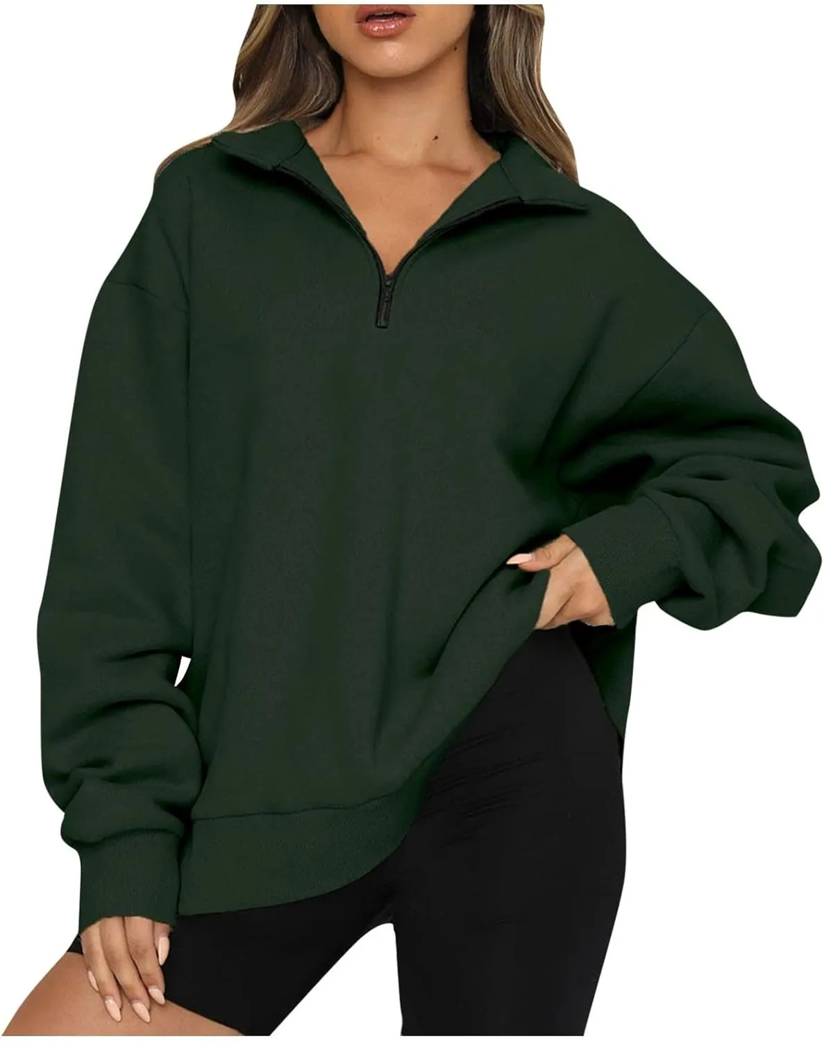 Womens Oversized Sweatshirts Hoodies Half Zip Long Sleeve Trendy Pullover Fall Fashion Outfits 2024 Y2k Clothes