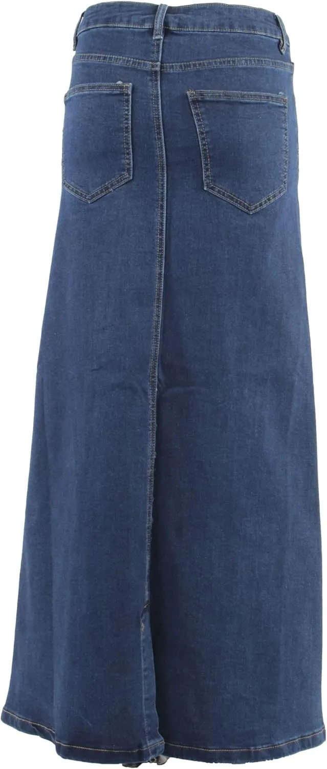 Women’s Plus/Junior Size Mid Rise A-Line Long Jeans Maxi Denim Skirt
