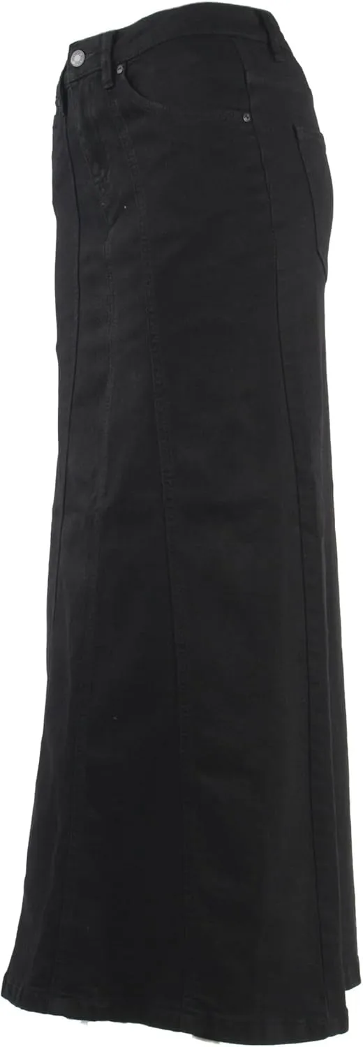 Women’s Plus/Junior Size Mid Rise A-Line Long Jeans Maxi Denim Skirt