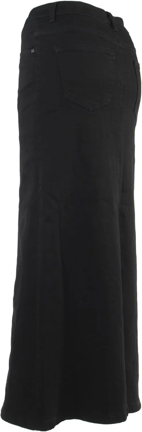 Women’s Plus/Junior Size Mid Rise A-Line Long Jeans Maxi Denim Skirt