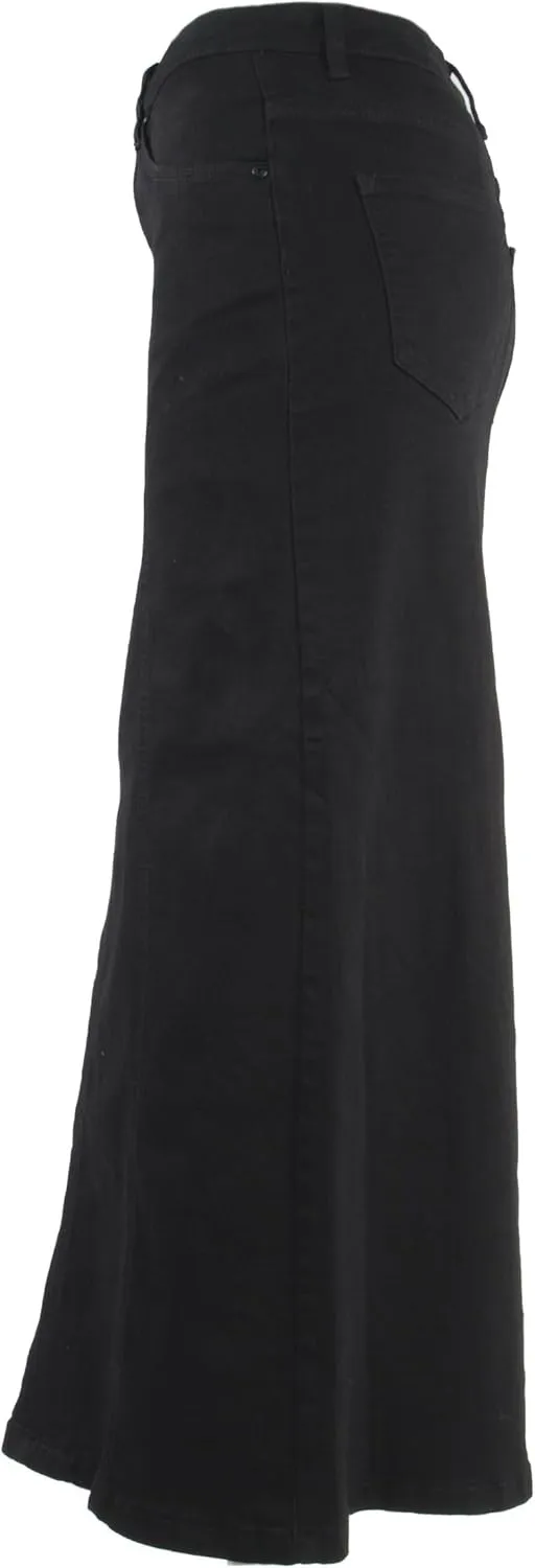 Women’s Plus/Junior Size Mid Rise A-Line Long Jeans Maxi Denim Skirt