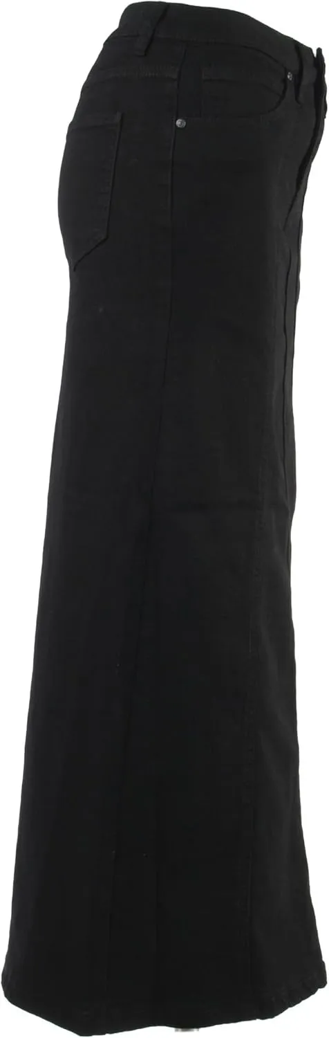 Women’s Plus/Junior Size Mid Rise A-Line Long Jeans Maxi Denim Skirt