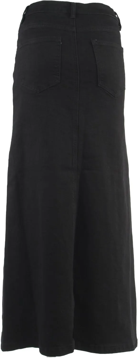 Women’s Plus/Junior Size Mid Rise A-Line Long Jeans Maxi Denim Skirt