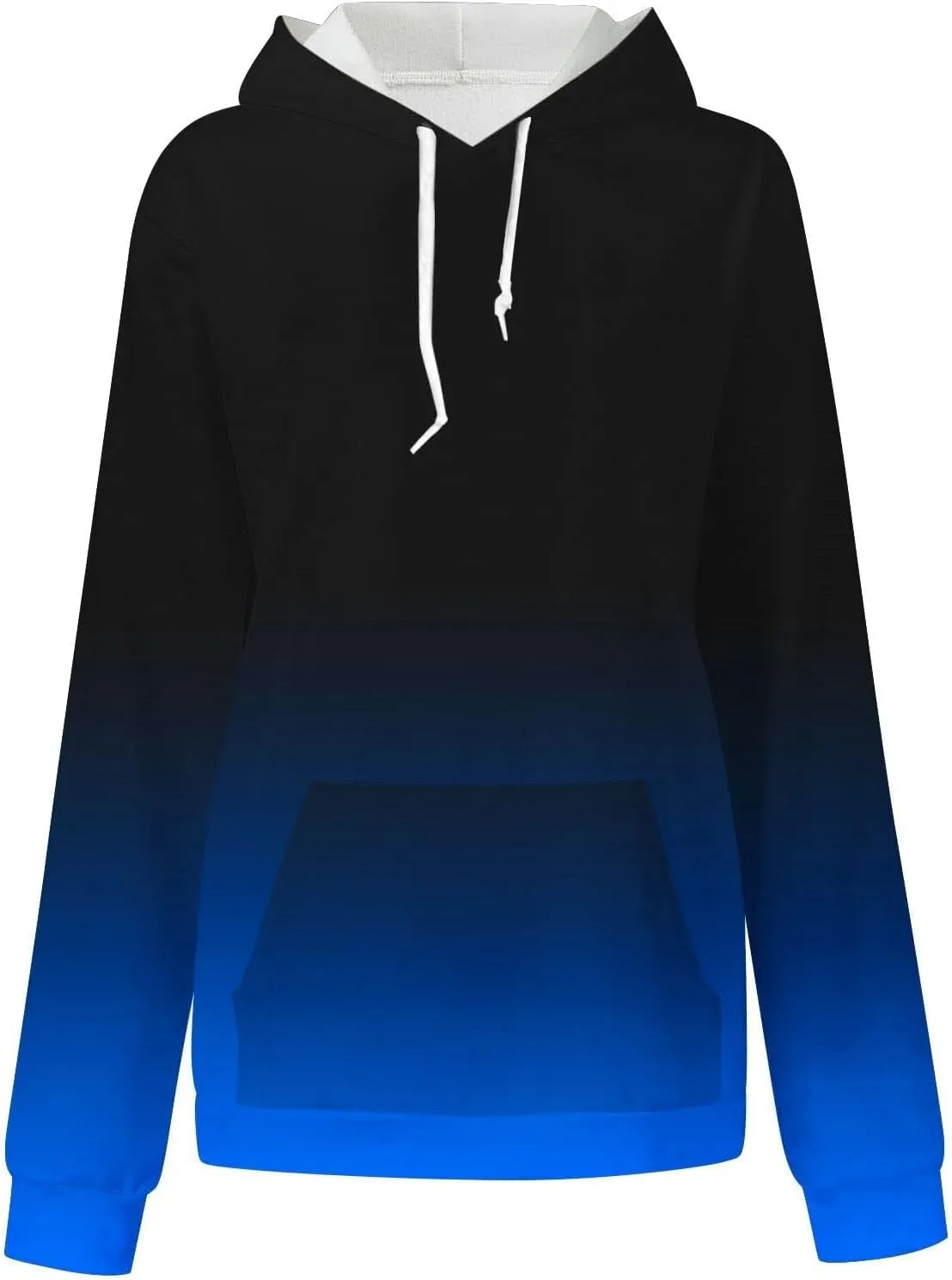 Womens Pullover Hoodie Gradient Color Long Sleeve Loose Sweatshirt with Drawstring Hood Fall Lightweight Sport Hoodie